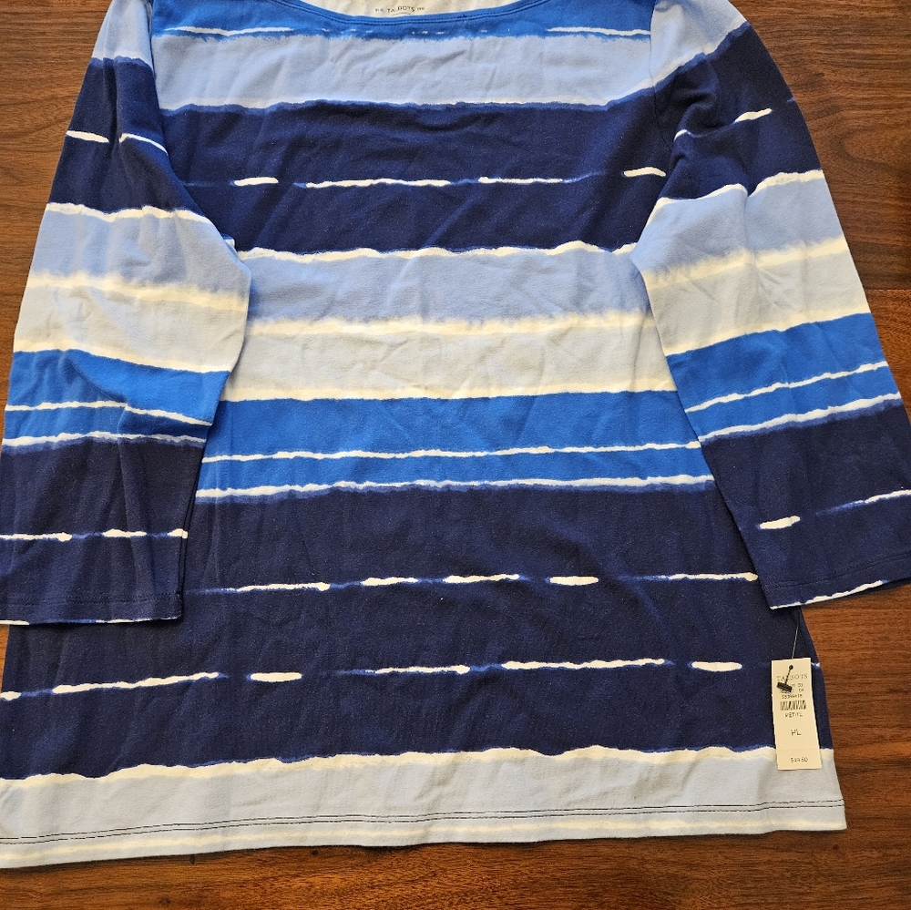 Brand New Blue Striped Talbots Shirt Petite Large